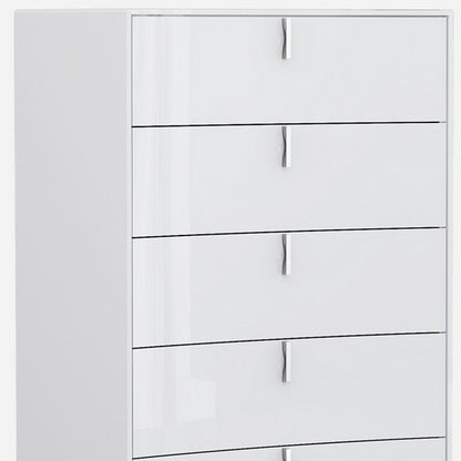 31" White Wood Five Drawer
