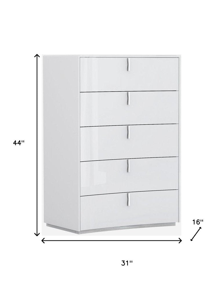31" White Wood Five Drawer