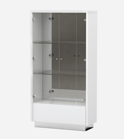 68" Silver and White Display Stand with One drawer