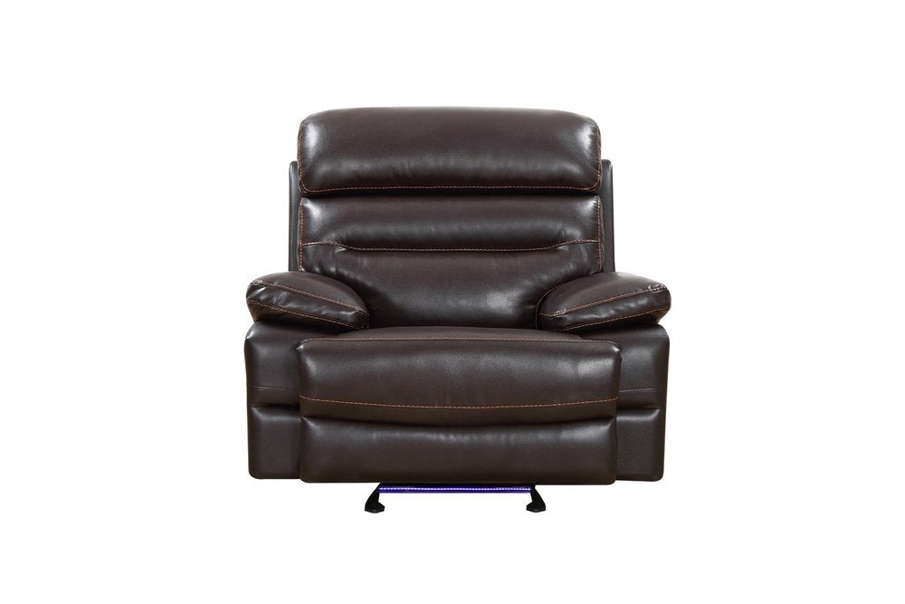 43" Brown Leather Match Manual Gliding Recliner