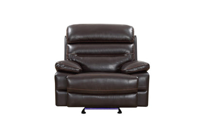 43" Brown Leather Match Manual Gliding Recliner