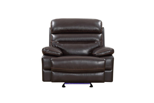 43" Brown Leather Match Manual Gliding Recliner
