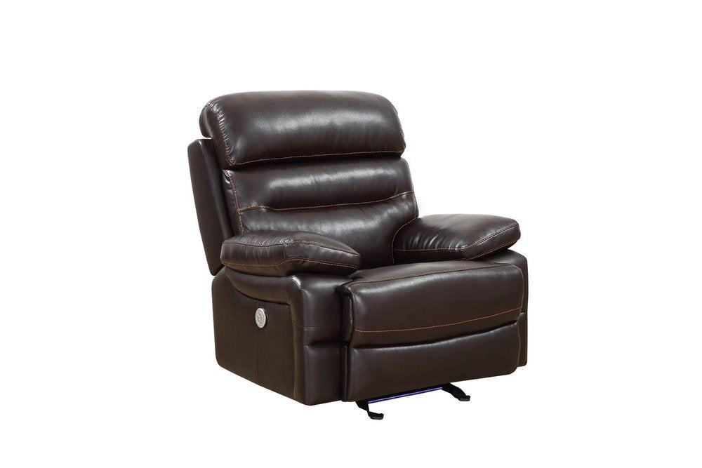 43" Brown Leather Match Manual Gliding Recliner
