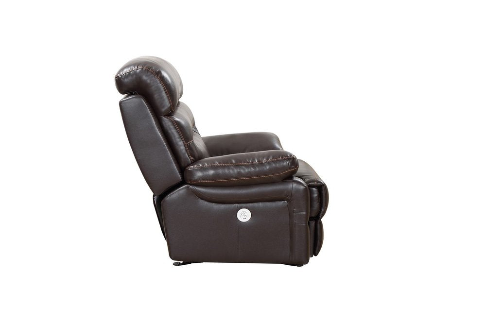 43" Brown Leather Match Manual Gliding Recliner