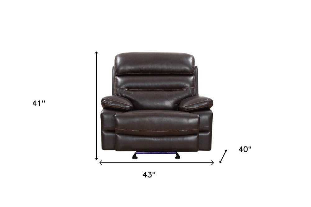 43" Brown Leather Match Manual Gliding Recliner