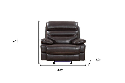 43" Brown Leather Match Manual Gliding Recliner