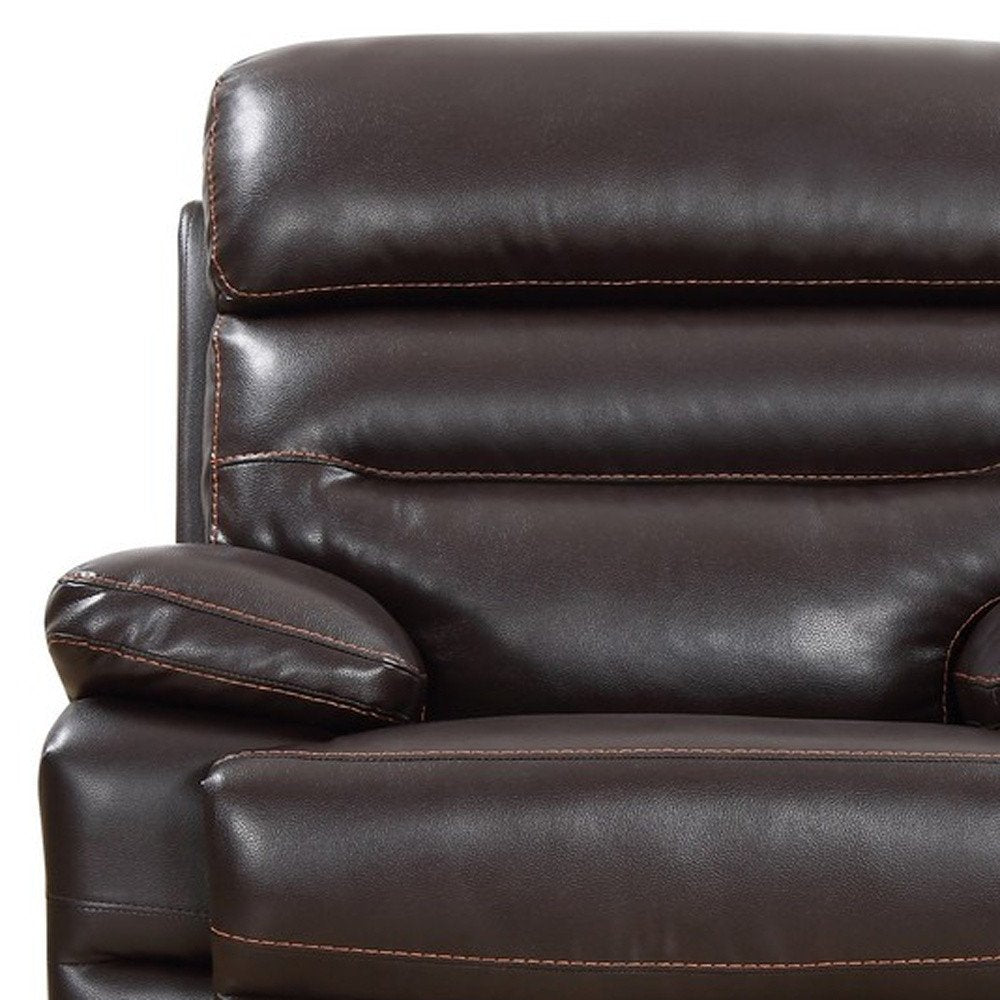 43" Brown Leather Match Manual Gliding Recliner