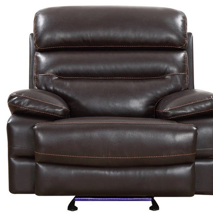 43" Brown Leather Match Manual Gliding Recliner