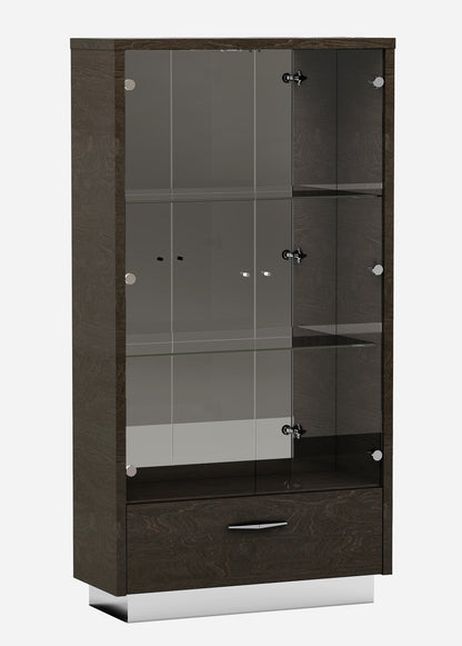 41" Silver and Gray Brown Accent Cabinet With One Drawer