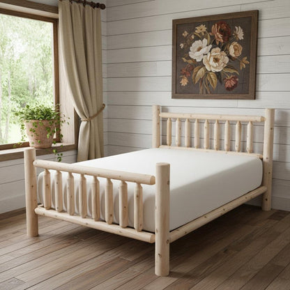 Natural Clear Finish Low Post Cedar Log Twin Bed