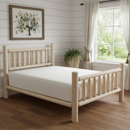Natural Clear Finish Low Post Cedar Log Double Bed