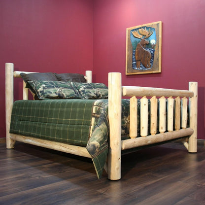 Natural Light Honey Low Post Cedar Log Double Bed