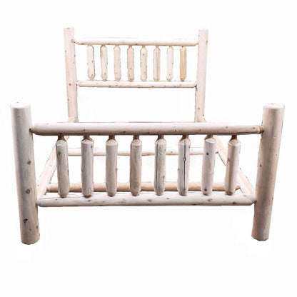 Natural Dark Brown Finish Low Post Cedar Log Double Bed
