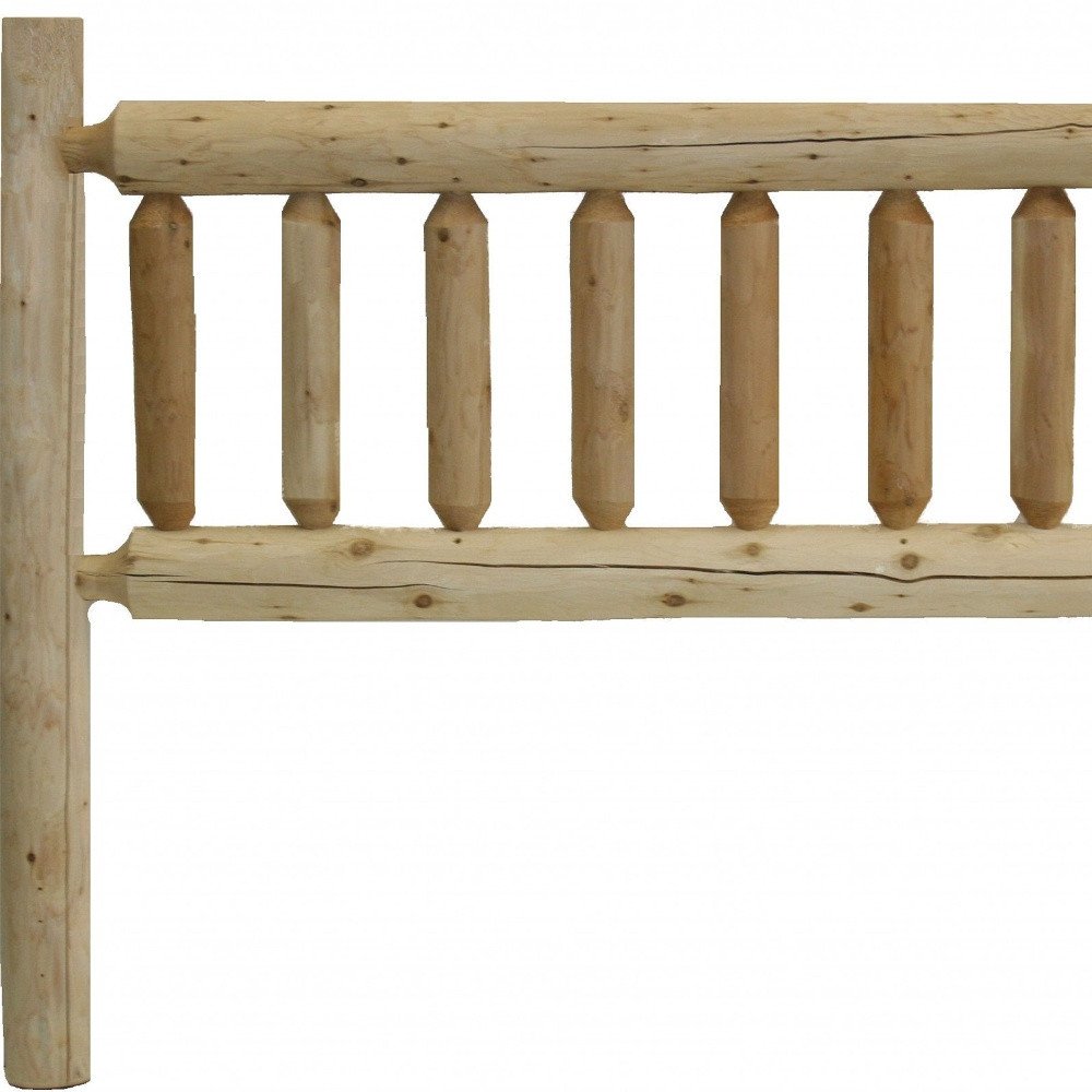 Natural Clear Finish Cedar Log Double Headboard