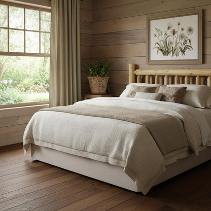 Natural Clear Finish Cedar Log Double Headboard