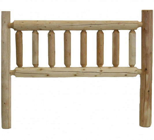 Natural Light Honey Finish Cedar Log Double Headboard