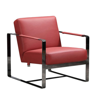28" Camel and Black Italian Leather and Metal Arm Chair