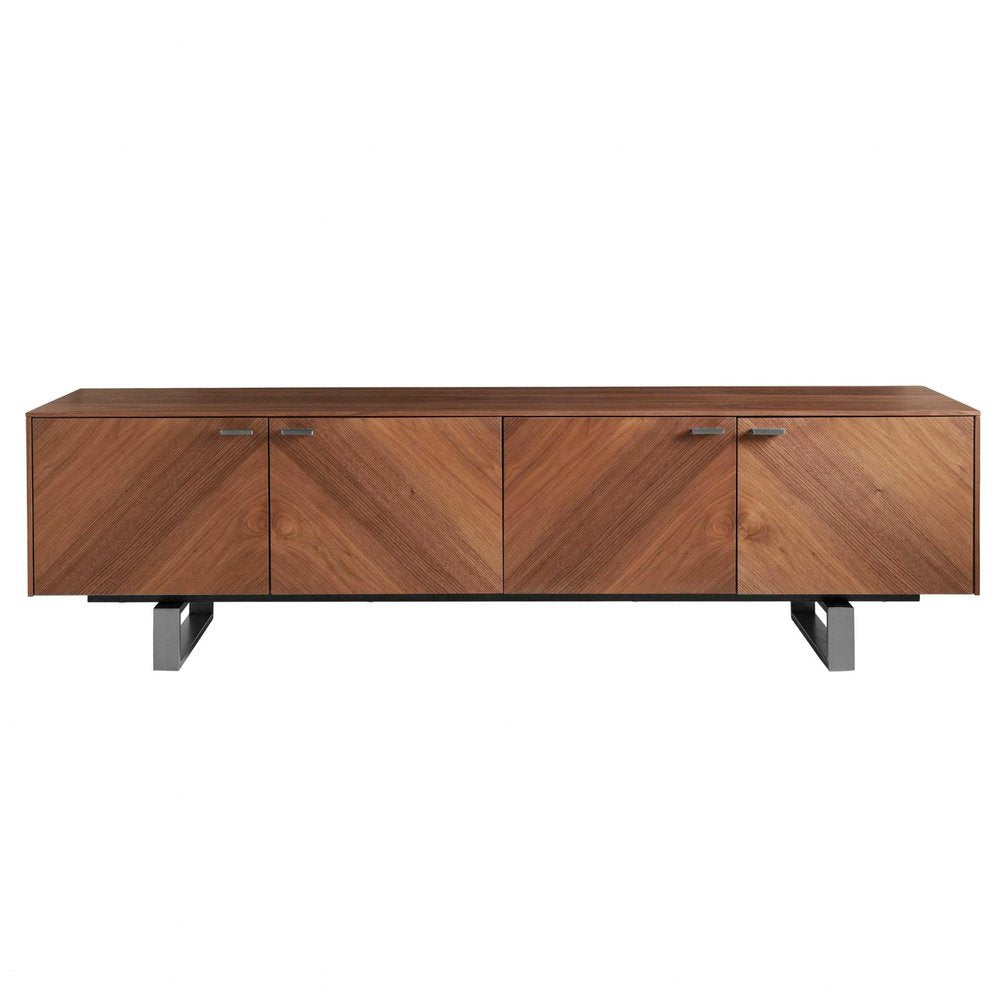 71" Brown Wood Cabinet_Enclosed storage TV Stand