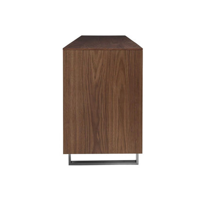 71" Brown Wood Cabinet_Enclosed storage TV Stand