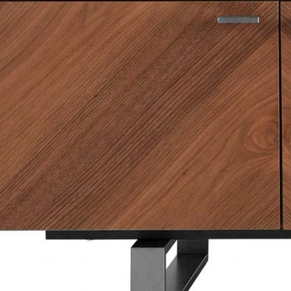 71" Brown Wood Cabinet_Enclosed storage TV Stand