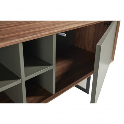 71" Media TV Stand In Walnut And Dark Gray