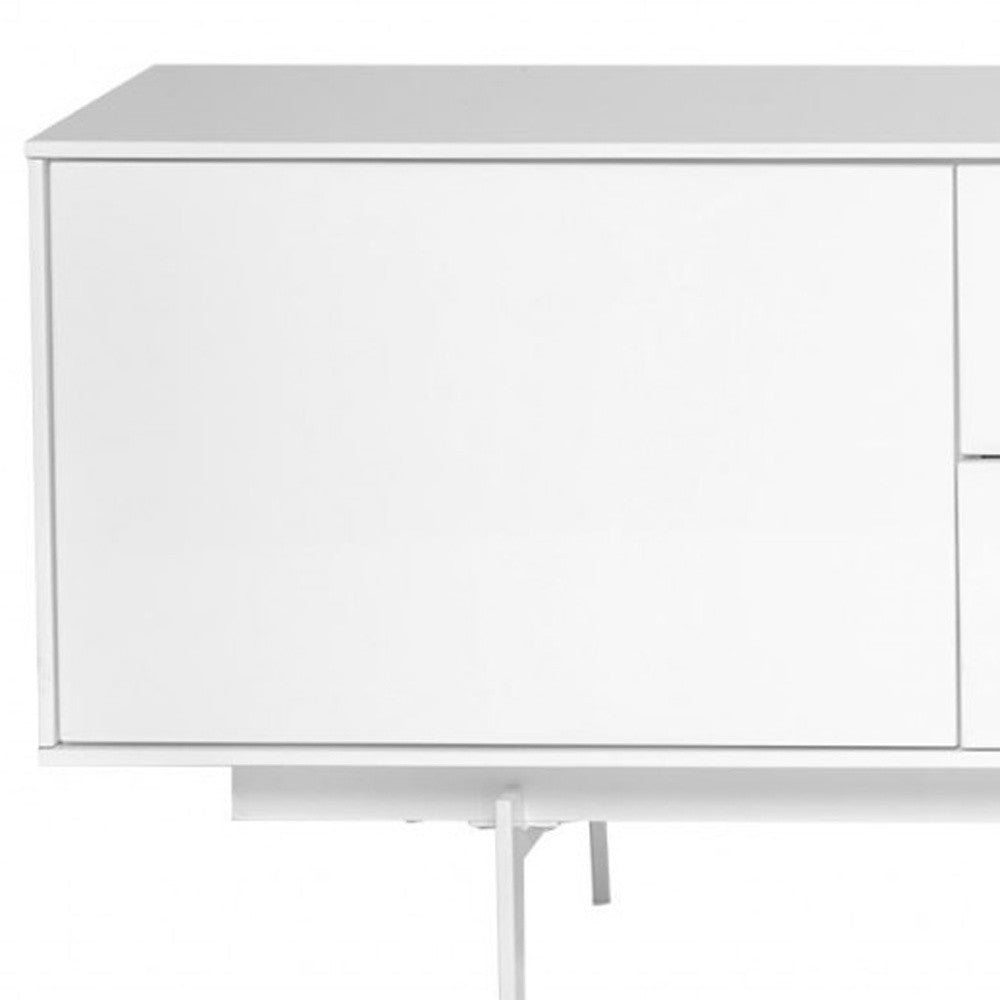 82" White Manufactured And Wood Cabinet Enclosed Storage TV Stand