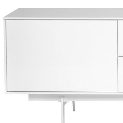 82" White Manufactured And Wood Cabinet Enclosed Storage TV Stand