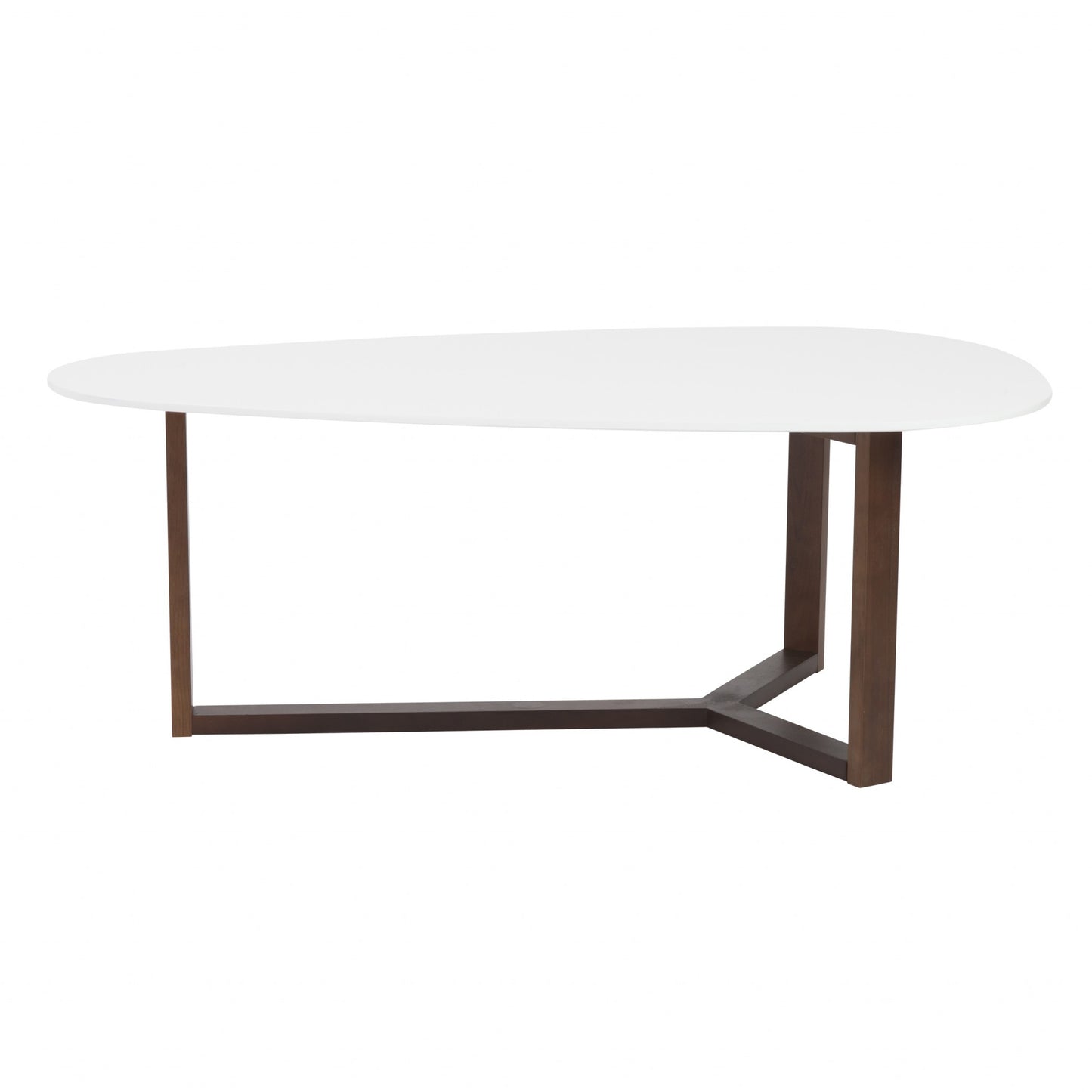 48" White And Brown Wood Triangle Coffee Table