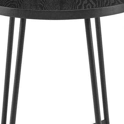 21.66" X 21.66" X 22.05" Round Side Table In Black Ash Wood And Black