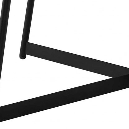 35" Brown and Black Wood And Metal Round Frame Coffee Table