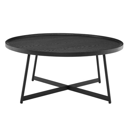 35" Black Manufactured Wood Round Coffee Table