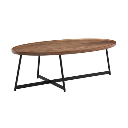 24" Brown And Black Metal Oval Coffee Table