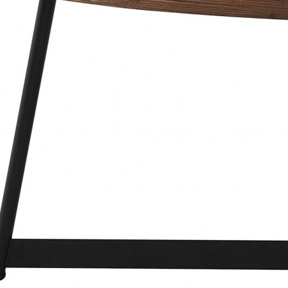 24" Brown and Black Wood And Metal Oval Frame Coffee Table