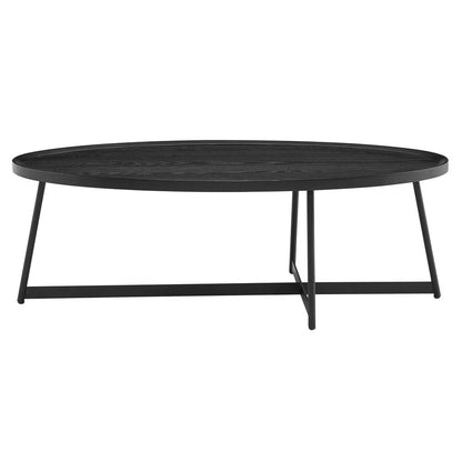 47" Black Wood And Metal Oval Frame Coffee Table