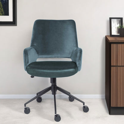 Blue and Black Adjustable Swivel Fabric Rolling Office Chair