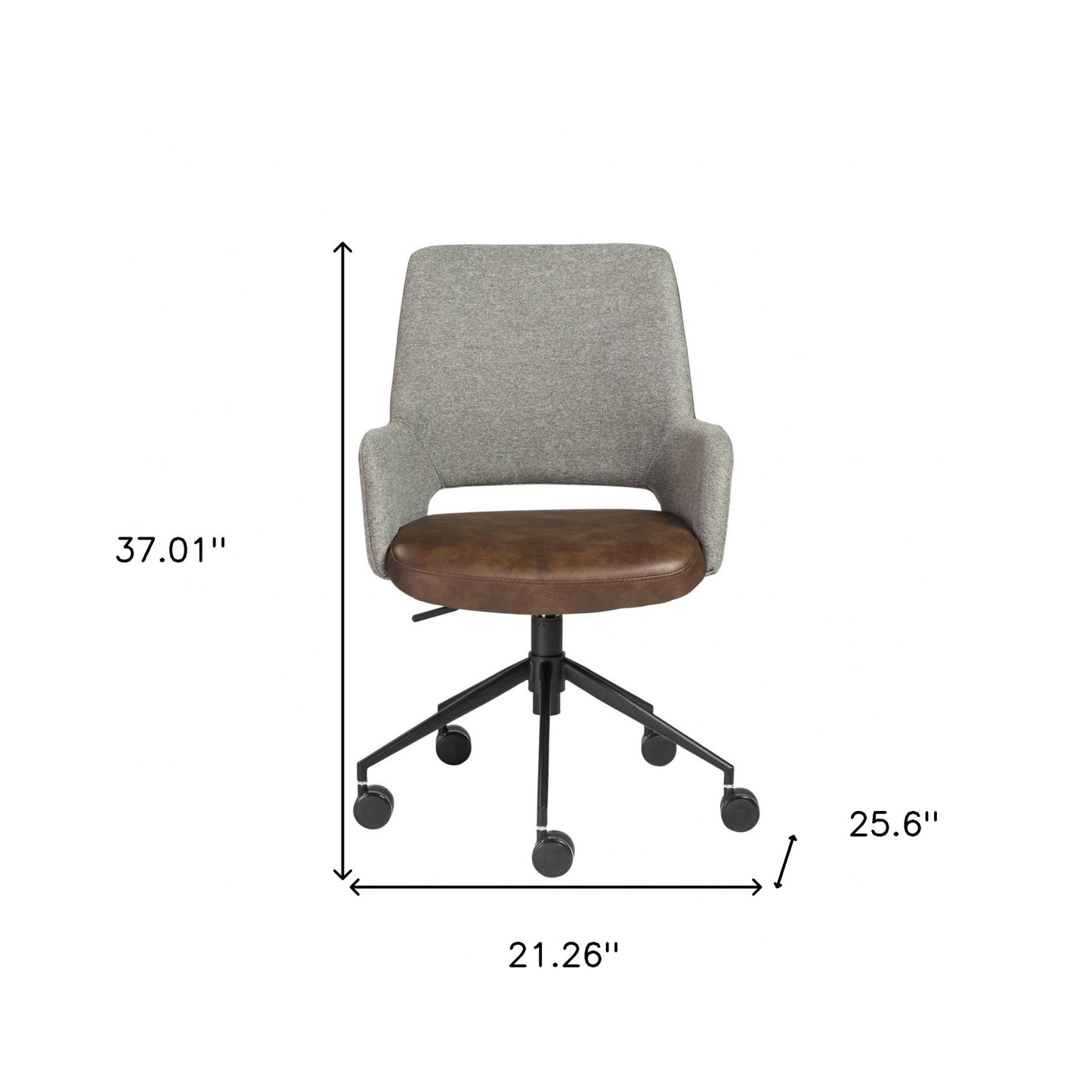 Gray Brown and Black Adjustable Swivel Fabric Rolling Office Chair