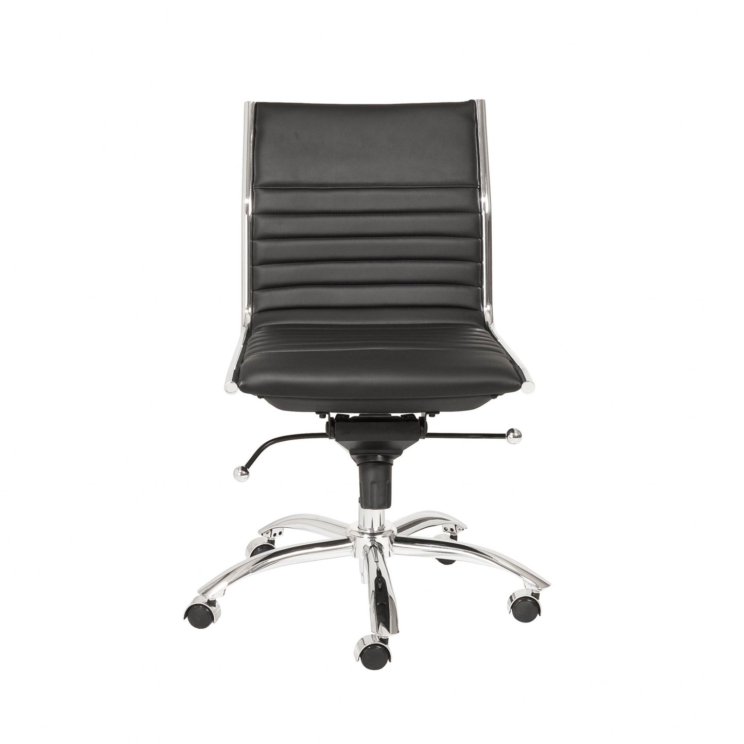 Black and Silver Adjustable Swivel Faux Leather Rolling Conference Office Chair