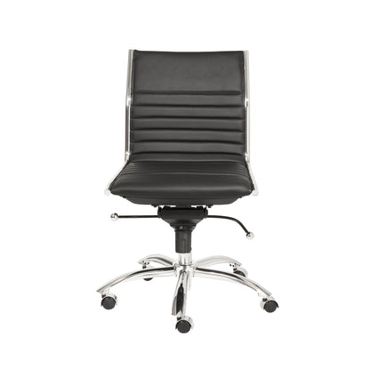 Black and Silver Adjustable Swivel Faux Leather Rolling Conference Office Chair