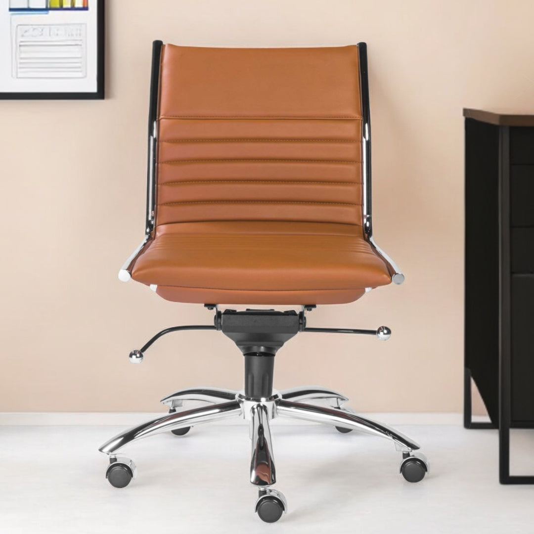 Amber and Silver Adjustable Swivel Faux Leather Rolling Conference Office Chair