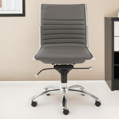 Gray and Silver Adjustable Swivel Faux Leather Rolling Conference Office Chair