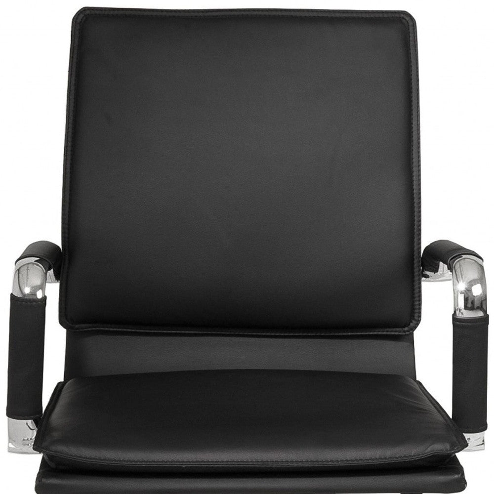 Black and Silver Adjustable Swivel Faux Leather Rolling Conference Office Chair