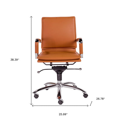 Amber and Silver Adjustable Swivel Faux Leather Rolling Conference Office Chair