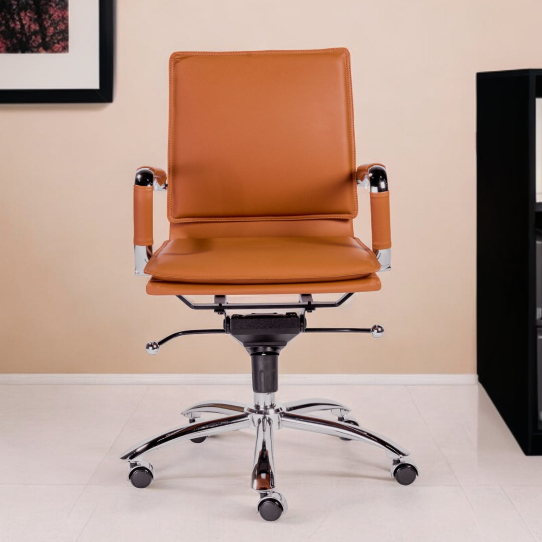 Amber and Silver Adjustable Swivel Faux Leather Rolling Conference Office Chair