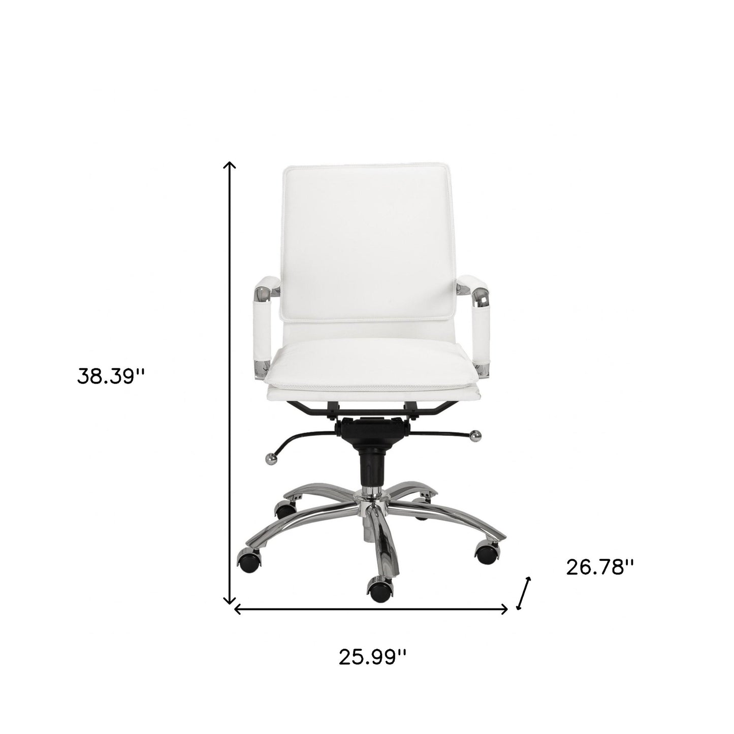 White and Silver Adjustable Swivel Faux Leather Rolling Conference Office Chair