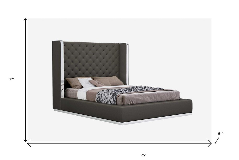 75 X 91 X 60 Dark Grey Queen Bed