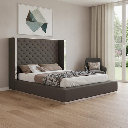 75 X 91 X 60 Dark Grey Queen Bed