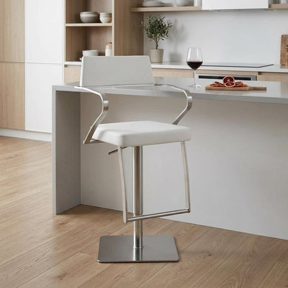 21 " White And Silver Stainless Steel Bar Chair