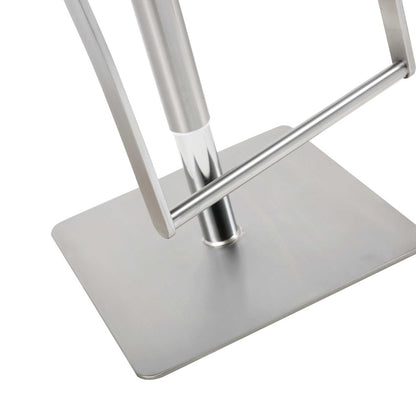 White And Silver Faux Leather And Steel Bar Chair