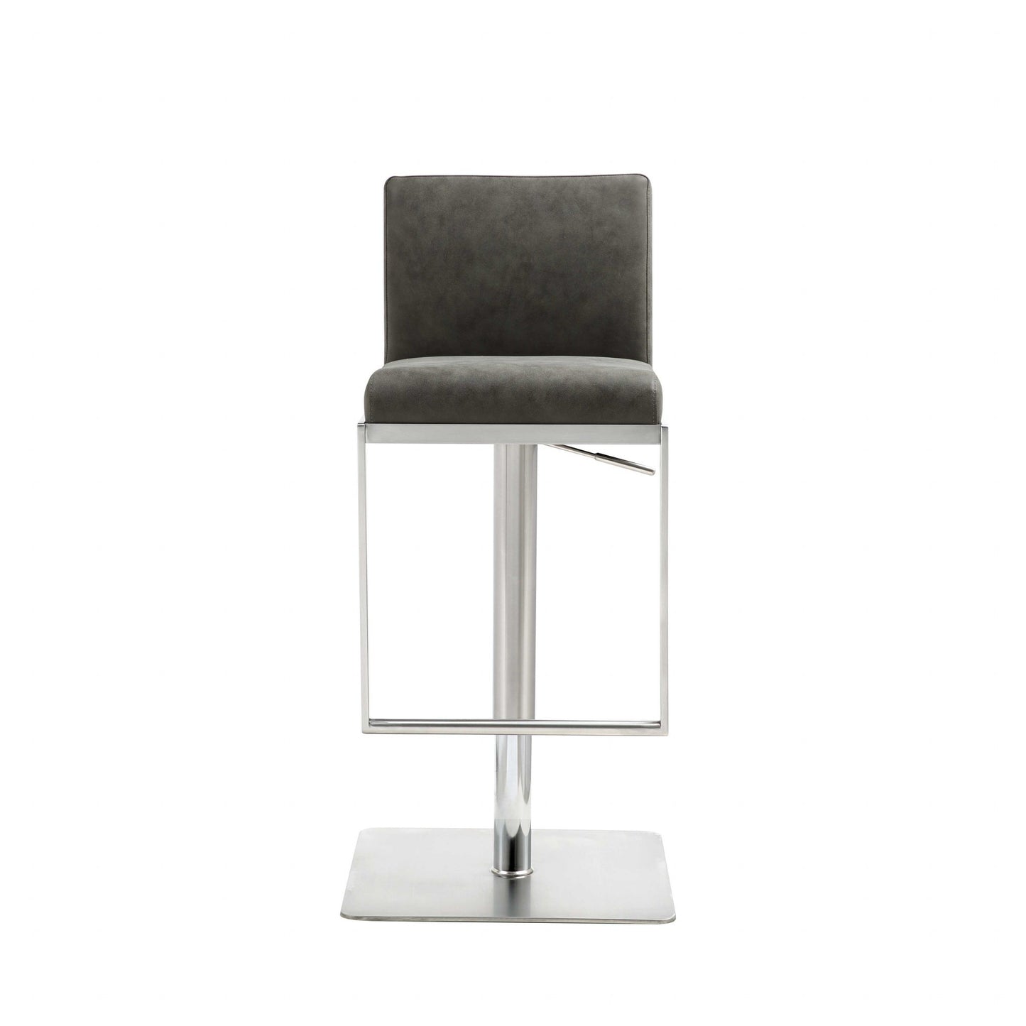 20 " Gray And Silver Stainless Steel Bar Chair