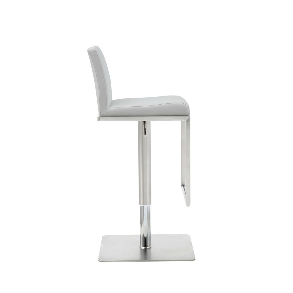 White And Silver Faux Leather And Steel Bar Chair